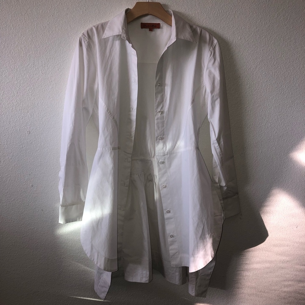 VINTAGE PRONTO MODA LONG WHITE BUTTON-UP